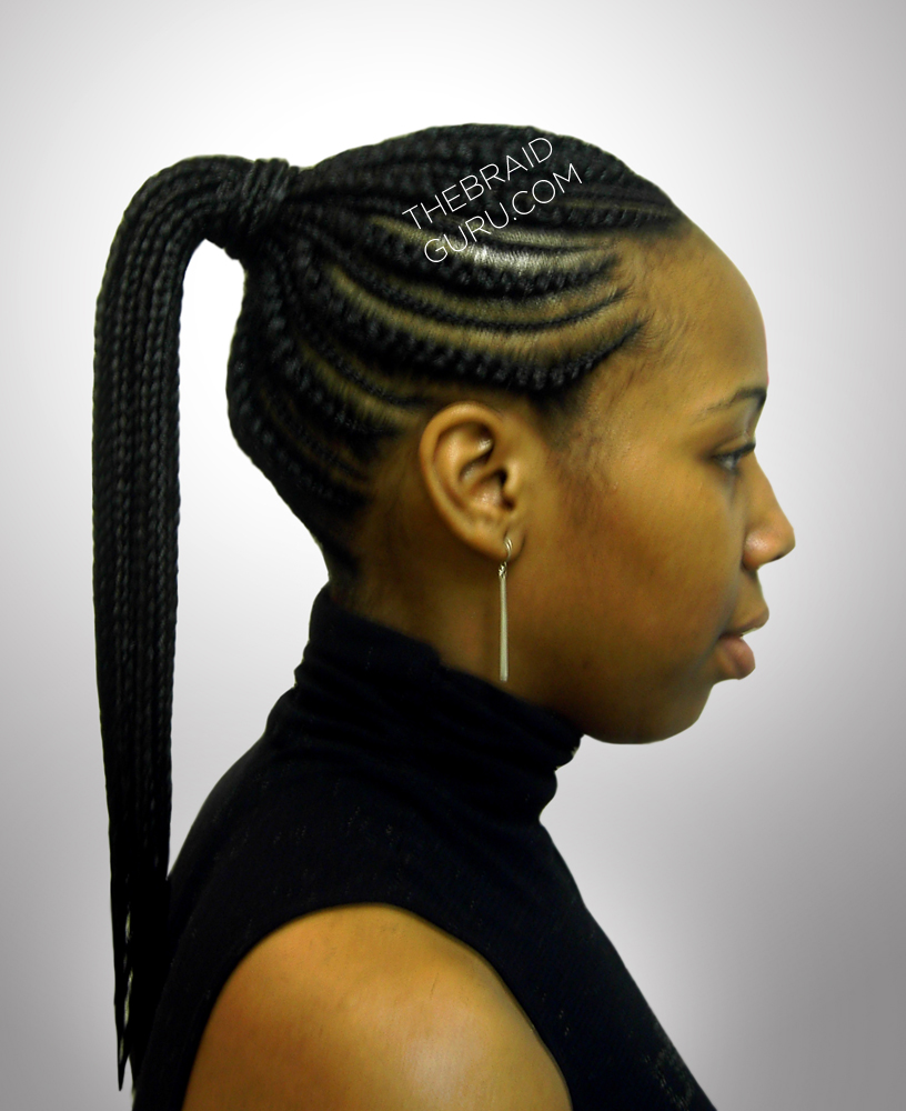 feeder braids into ponytail