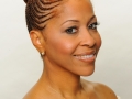 Feed-In Cornrows in a bun- Right Side View Braids by Thebraidguru.com