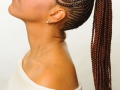 Feed-In Cornrows in a Ponytail- Left Side View Braids by Thebraidguru.com